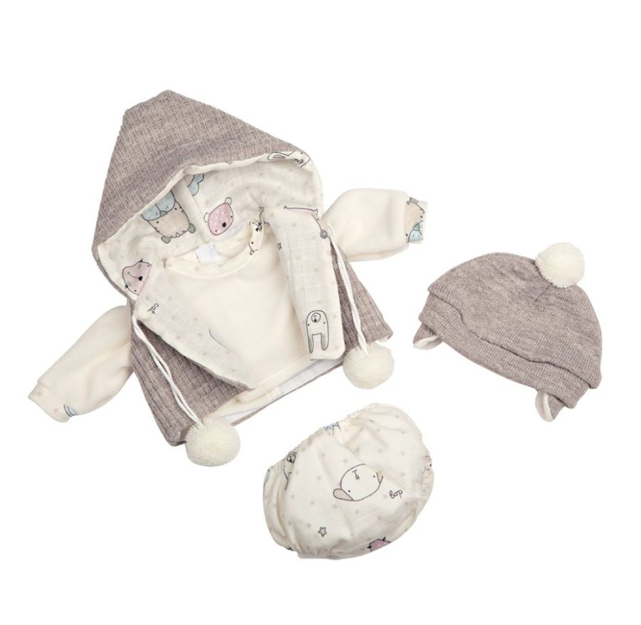 Arias набор одежды:боди,кофточка,шапочка,носочки (для кукол 40 см)
