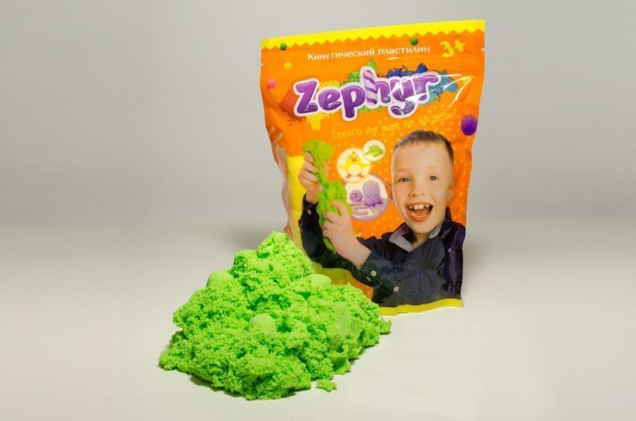 Кинетический пластилин "Zephyr"-зелёный (0,3 кг/дой-пак)