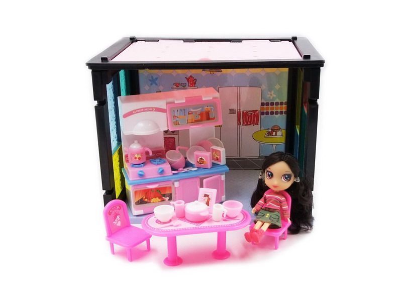 Дом "Модный дом" Кухня, в наборе с куклой и мебелью, 50 деталей, в коробке