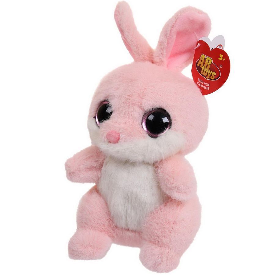 Мягкая игрушка Abtoys Глазастики. Кролик розовый, 18 см