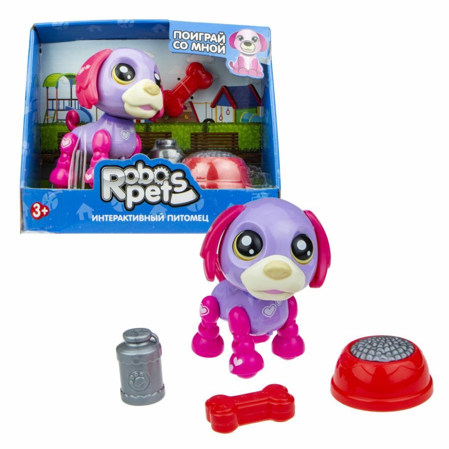 1 toy, игрушка интерактивная Озорной щенок фиолетово-фуксия, со звуком