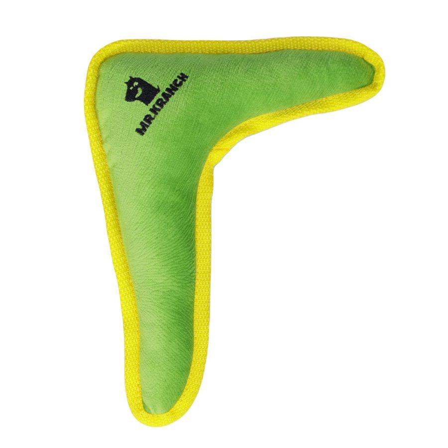 Игрушка Mr.Kranch для собак средних и крупных пород Бумеранг с пищалкой 34х28,5х6,5см, зеленый