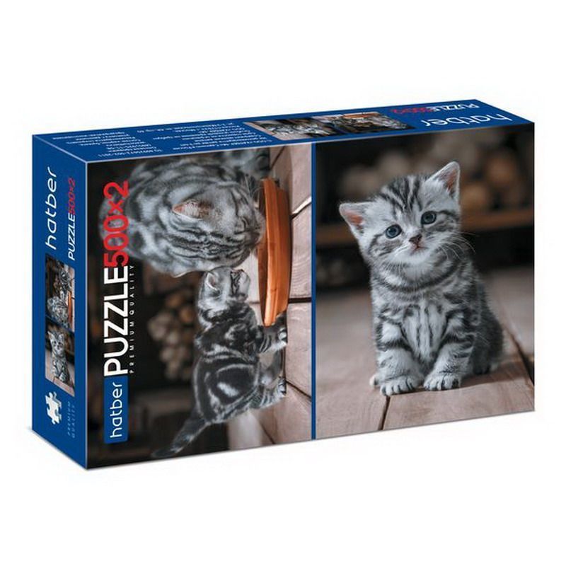 Пазлы Premium 500+500 элементов формат А2 "2 картинки в 1 коробке" Котиков много не бывает