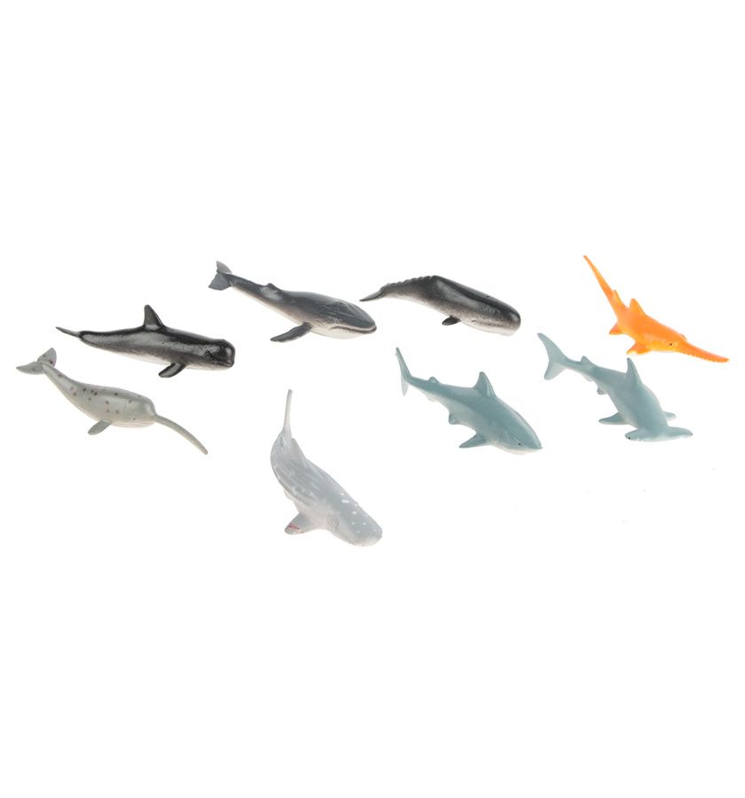 1toy "В мире животных" набор игровой Акулы и киты, 8 шт, пакет с хед