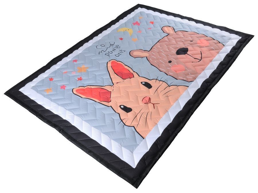 Farfello Складной детский стеганый коврик-одеяло Z1 (Зверушки, серый)