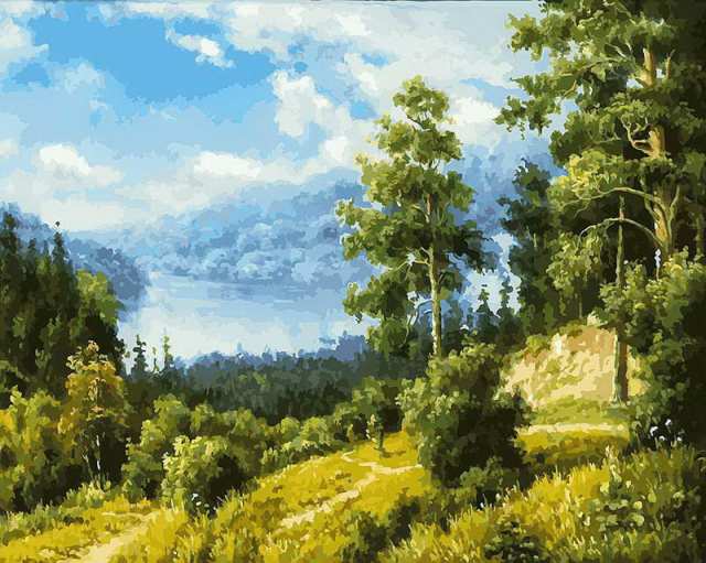 Картина по номерам на холсте 40*50 см Лесной пейзаж