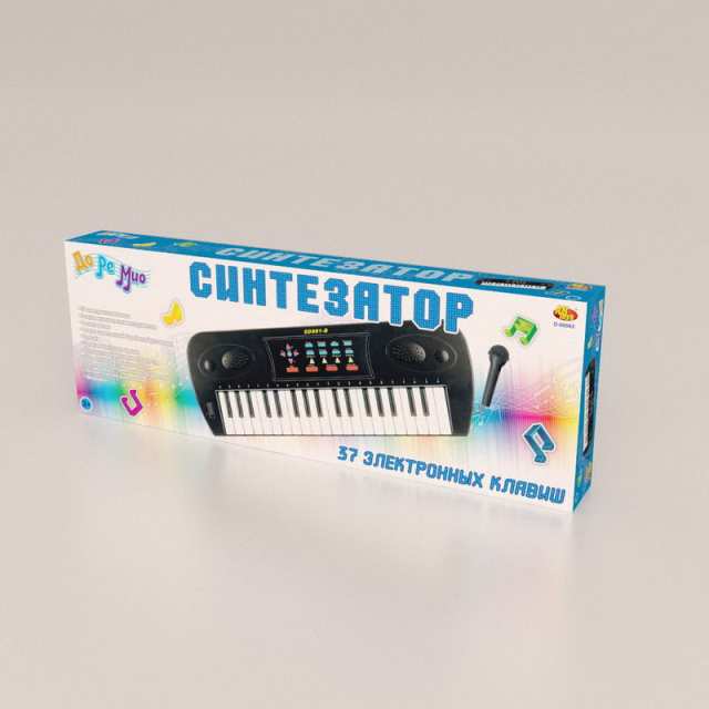 Синтезатор черный 37 клавиш,с микрофоном, эл/мех, с адаптером в комплекте