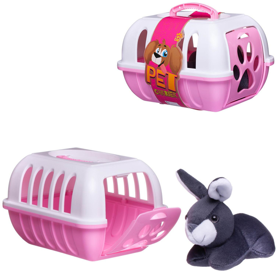 Игрушка мягкая "Кролик в розовой переноске"