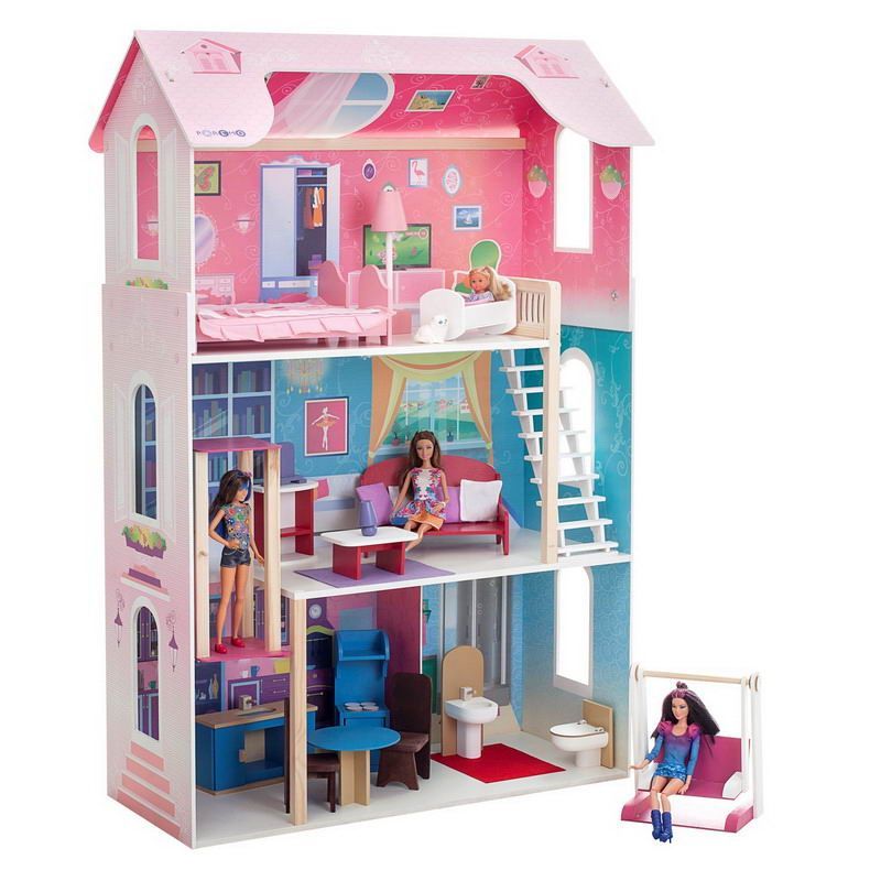 Дом кукольный "Муза" (с лифтом, мебелью и качелью)