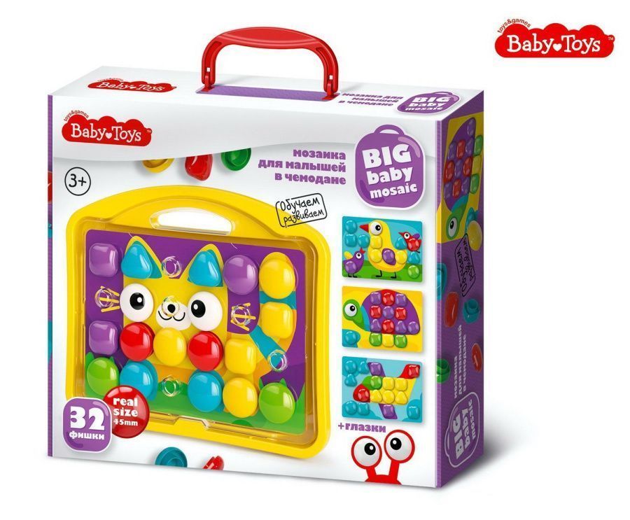 Мозаика для малышей Baby Toys в чемодане "Котик" d4,5/32 элементов 