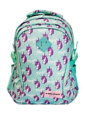 502020030 рюкзак HEAD, модель Unicorn, размеры 39х28х12см, цвет: бирюзовый/зеленый/розовый