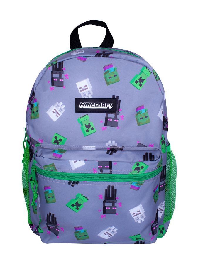 502020203 рюкзак MINECRAFT, размеры 40х30х14см, цвет: серый/зеленый