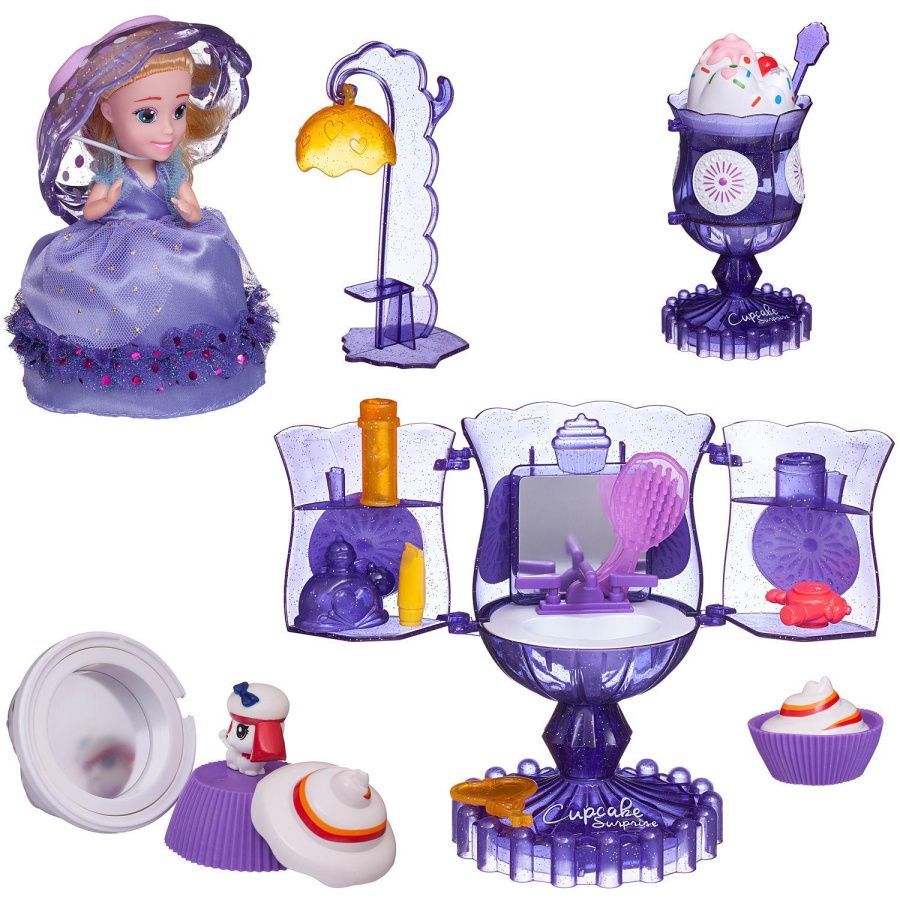 Cupcake Surprise. Набор "Мороженое - Туалетный столик" с Куклой - Капкейк и питомцем, фиолетовый
