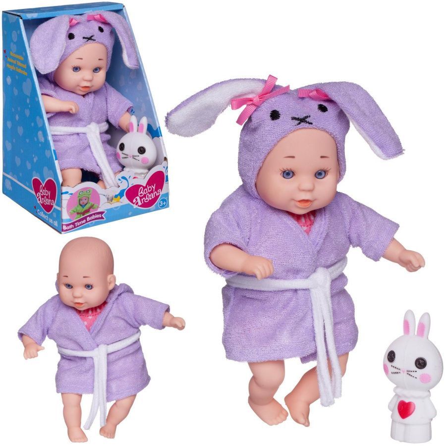 Пупс "Baby Ardana" в банном халате и игрушкой "Зайка", 23 см, в коробке