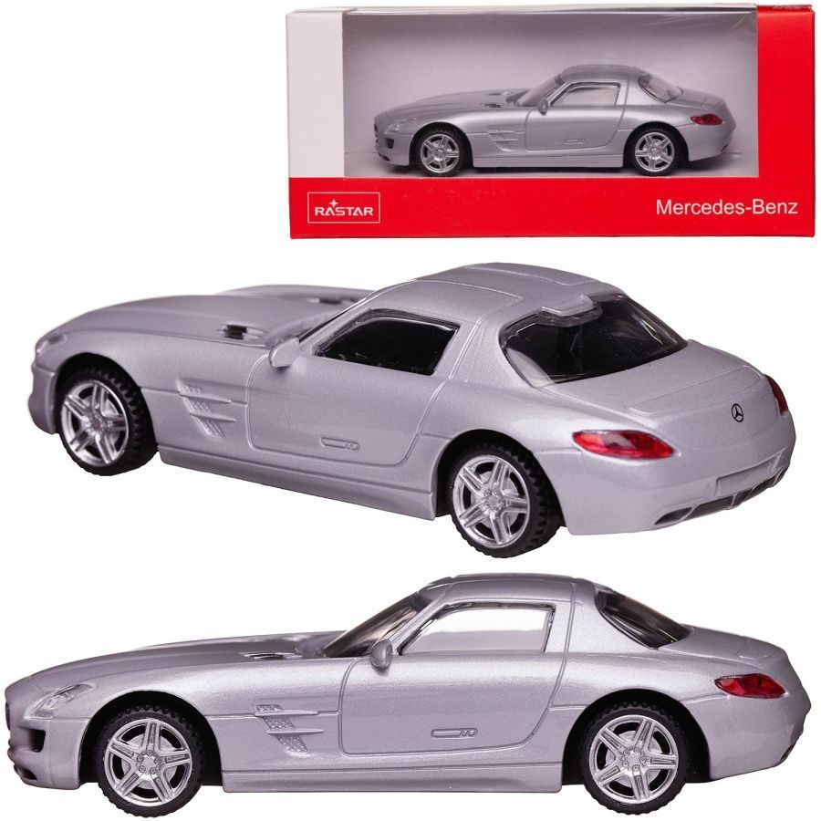 Машина металлическая Rastar 1:43 Mercedes SLS, цвет серебрянный