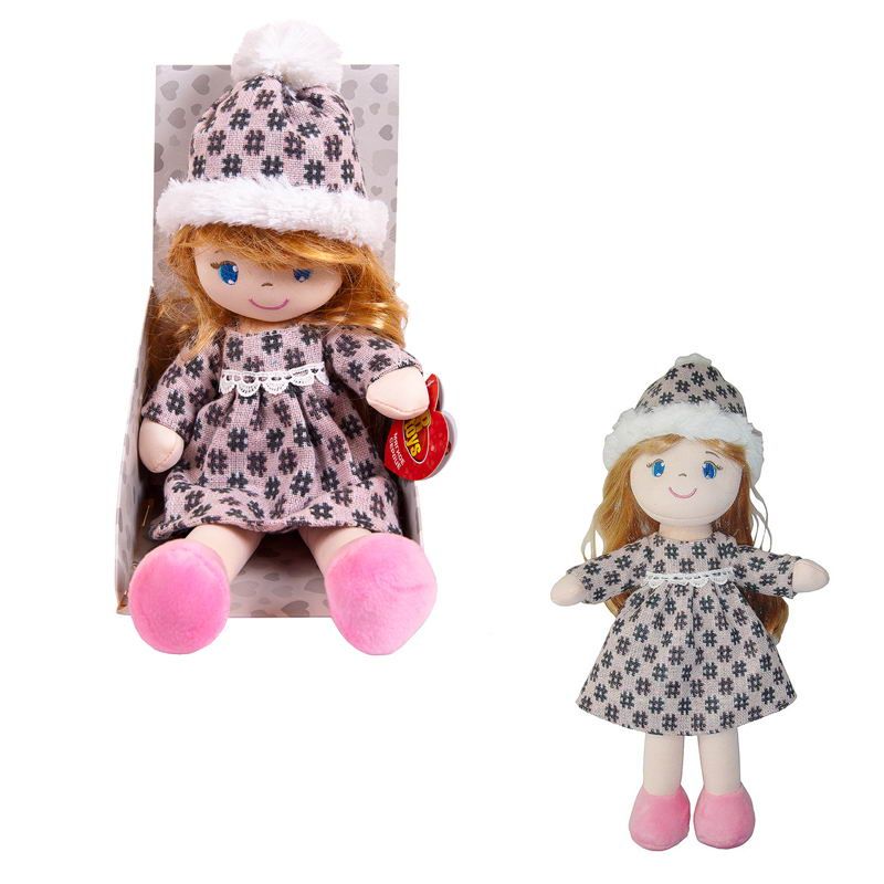 Кукла мягконабивная в шапочке и фетровом платье, 36 см