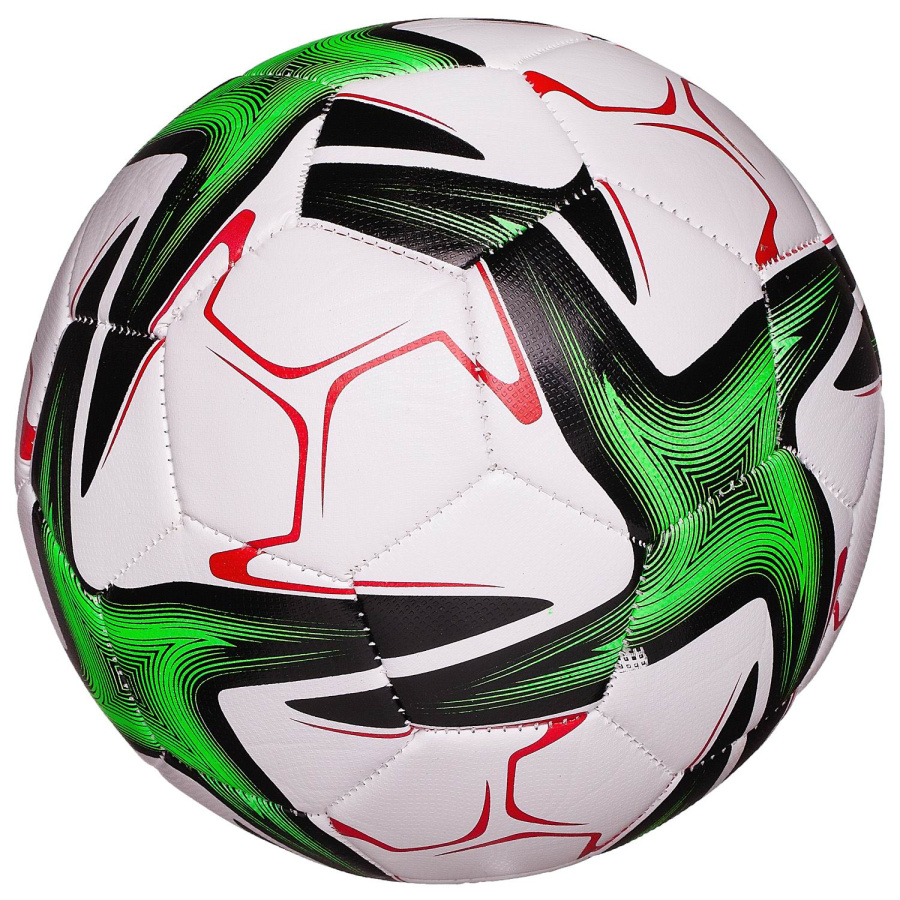 Мяч футбольный белый с зелено-черными звездами, 22-23 см