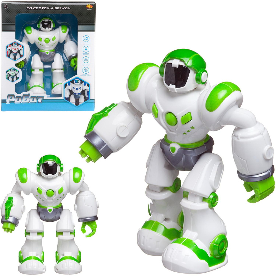 Робот, световые и звуковые эффекты, бело-зеленый
