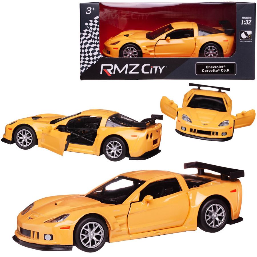 Машина металлическая RMZ City 1:32 Chevrolet Corvette C6-R, желтый цвет