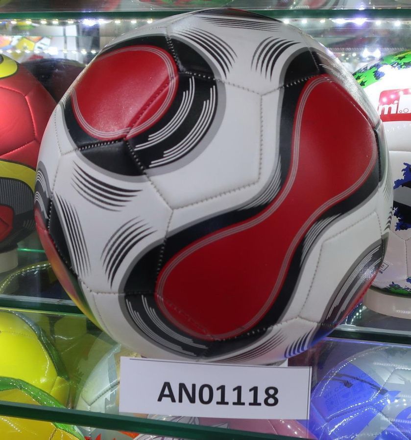 Мяч футбольный ПВХ , цвет (красный+черный)