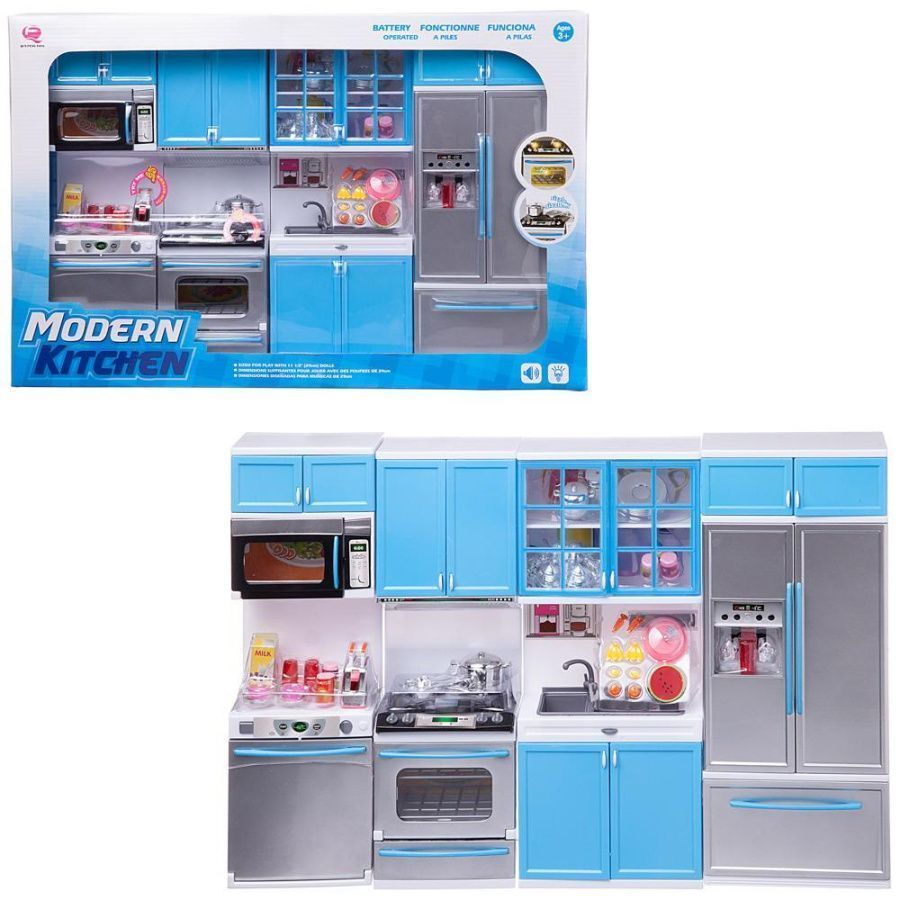 Кухня "Модерн",4в1, бело-голубая, 54х9,5х36см, со звуковыми и световыми эффектами