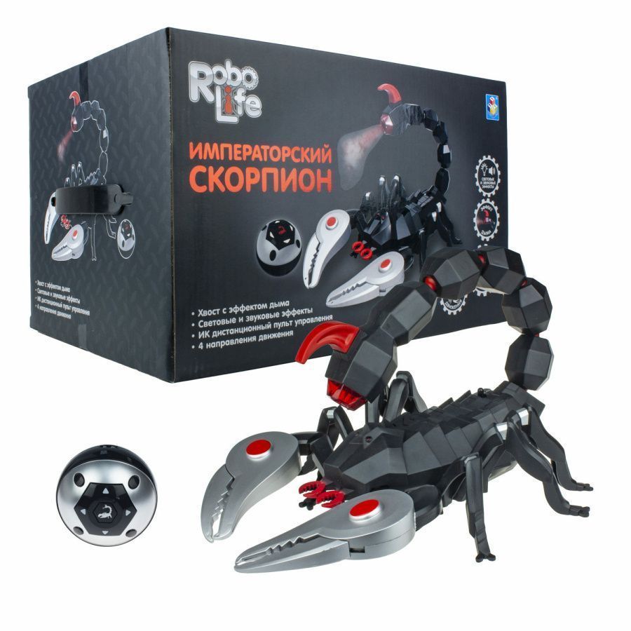 1Toy  игрушка  Императорский Скорпион с парогенератором на ИК пульте (движение, свет, звук)