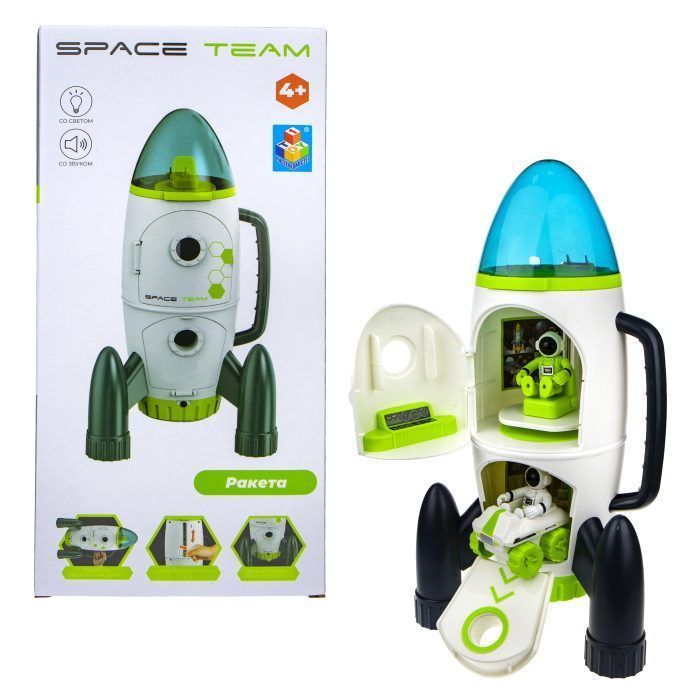 1TOY SPACE TEAM Космическая ракета (ракета со светом, звуком и открывающимися элементами, квадроцикл