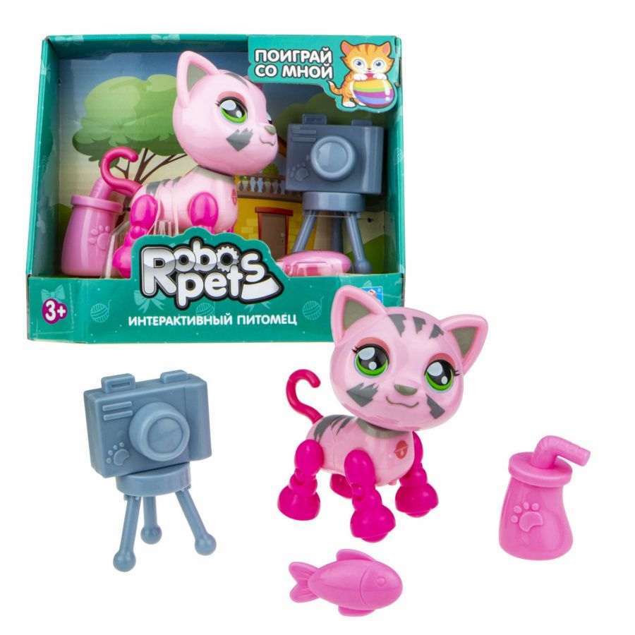 1 toy, игрушка интерактивная Милашка котенок розовый со звуком