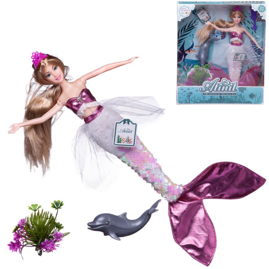Кукла "Atinil. Русалочка" розовый костюм, с аксессуарами, 28см