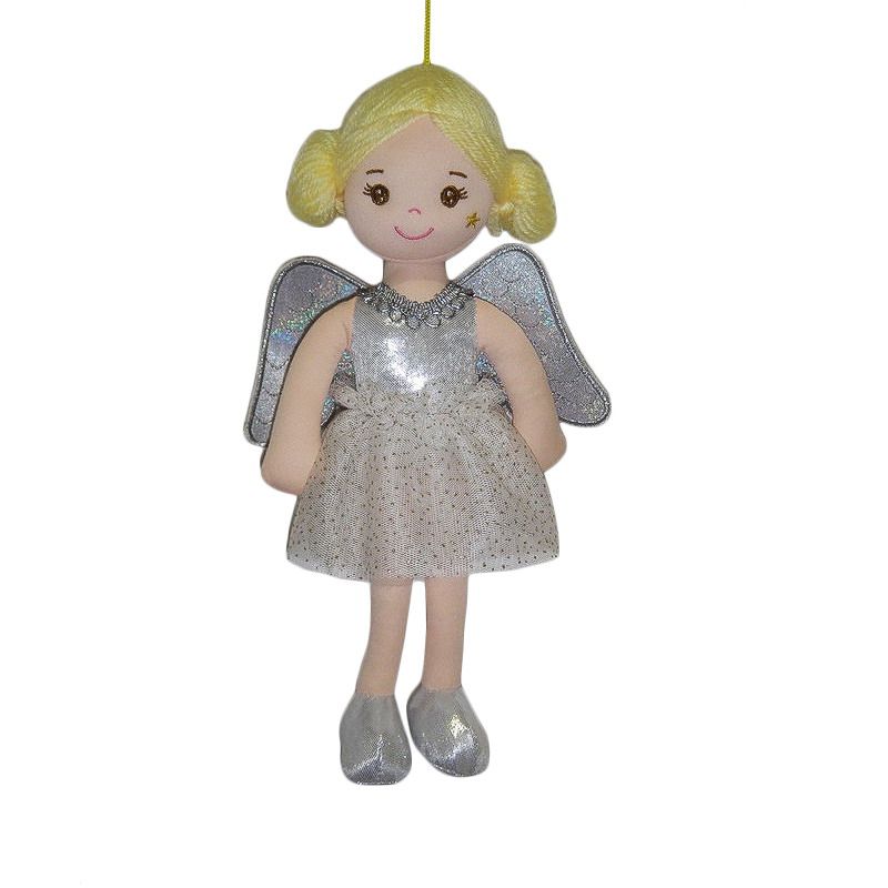 Кукла мягконабивная Ангел с крыльями, в серебряном платье, 30 см