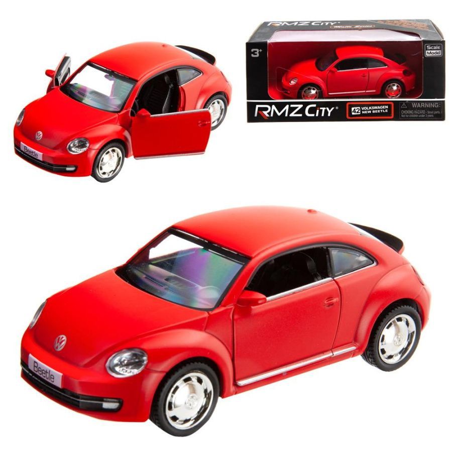 Машина металлическая RMZ City 1:32 Volkswagen New Beetle 2012, инерционная, красный матовый цвет, 16