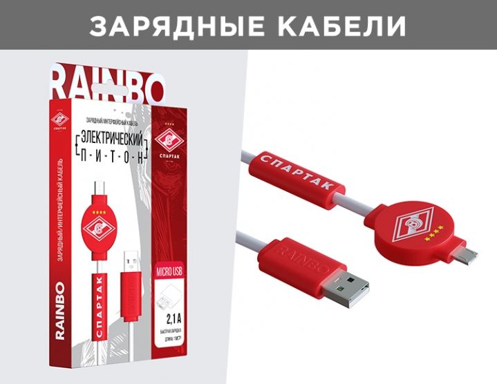 Аксессуар: Зарядный/интерфейсный кабель Спартак Питон Rainbo Type C,1 метр (RBP-SТ001)