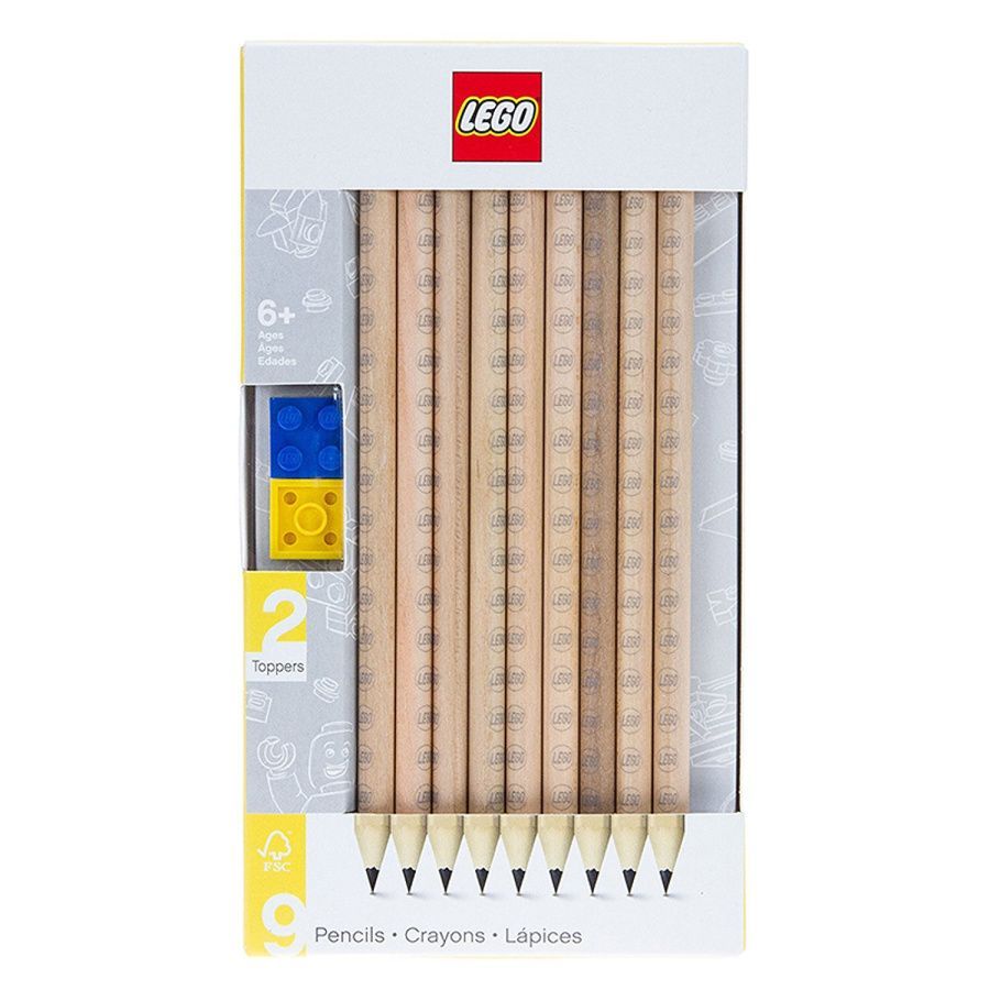 51504 Набор простых карандашей (9 шт.) с 2 насадками в форме кирпичика LEGO