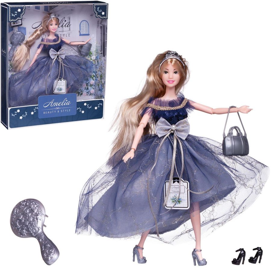 Кукла "Amelia. Вечерний раут" в платье с ассиметричной юбкой, светлые волосы, 30 см