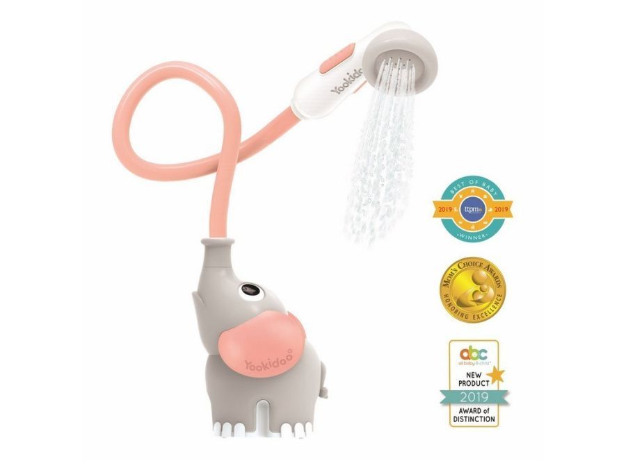 Игрушка водная душ "Слоненок"; серый с розовым