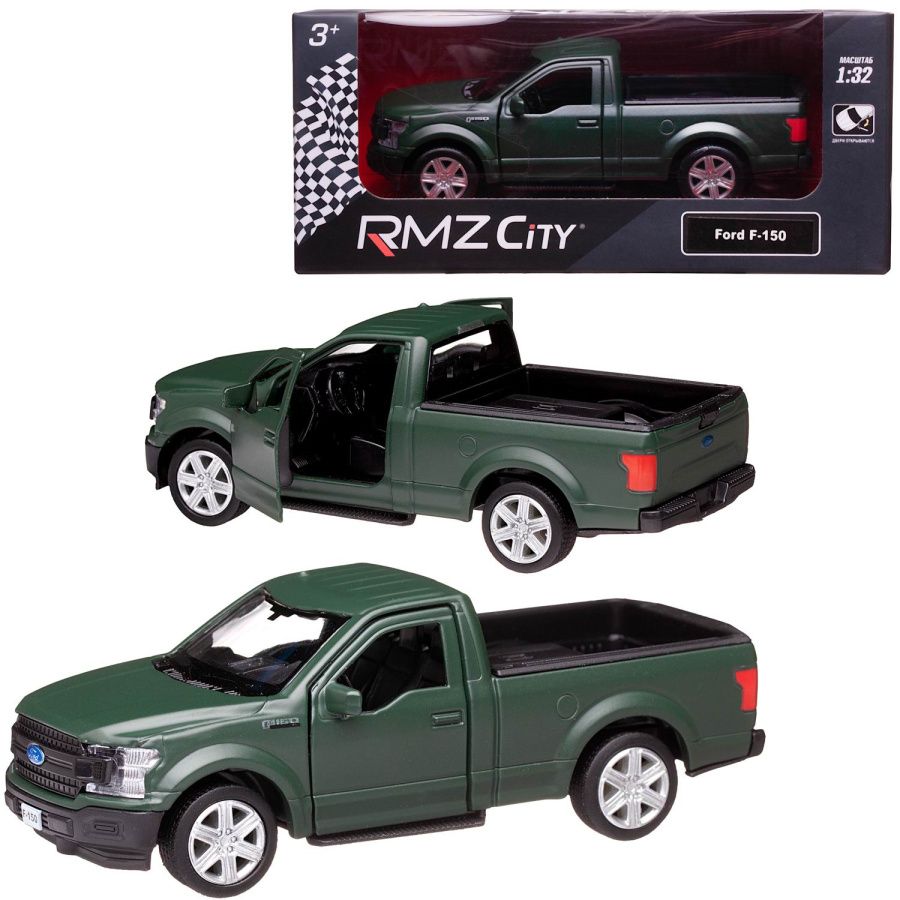 Машина металлическая RMZ City 1:32 Ford F150 2018, инерционная, зеленый матовый цвет