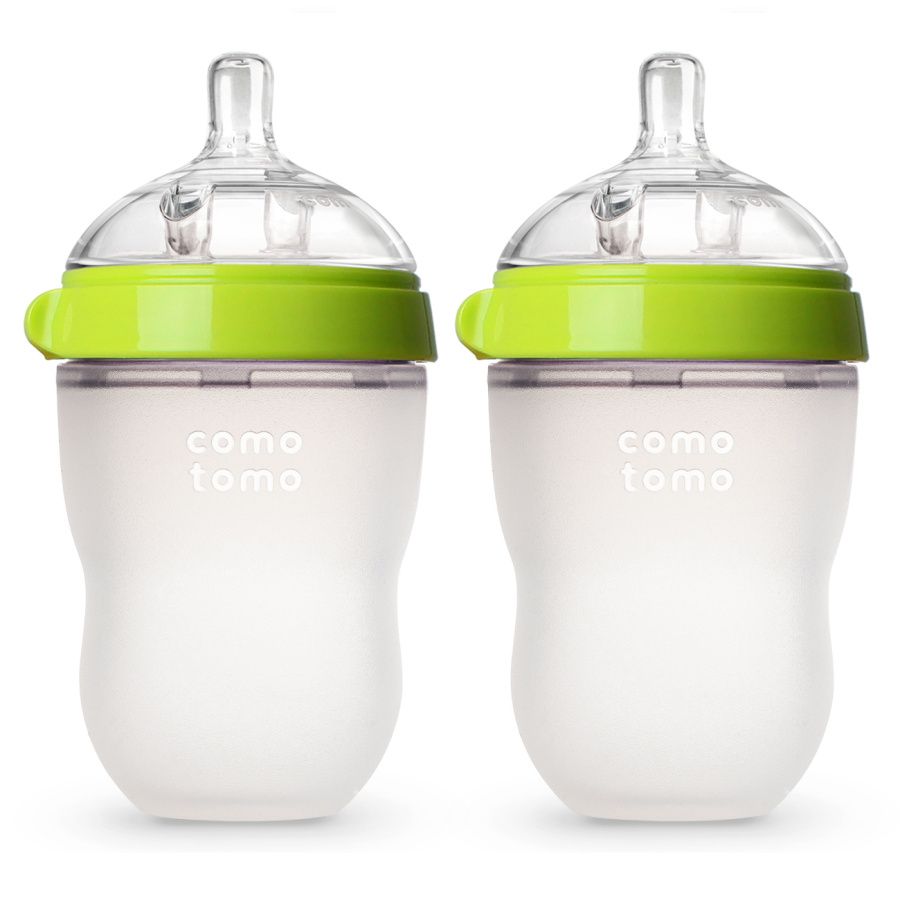 Набор из двух бутылочек для кормления COMOTOMO, цвет зеленый (250 мл.) Comotomo Natural Feel Baby Bo