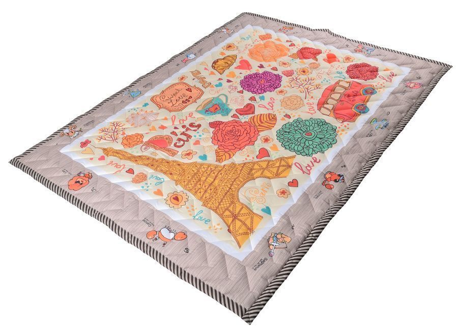 Farfello Складной детский стеганый коврик-одеяло Z1 (Париж, бежевый)
