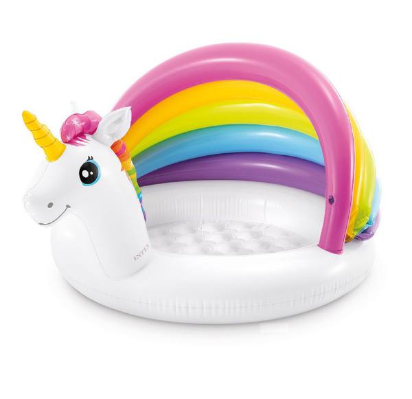 Бассейн надувной детский с навесом INTEX "Unicorn Baby Pool" (Единорог) (1-3 года), 127смx102смx69см