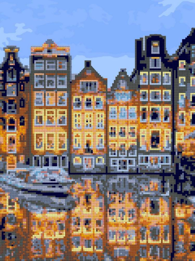 Мозаика алмазная 30*40 см (частичное заполнение) "Тихий Амстердам"
