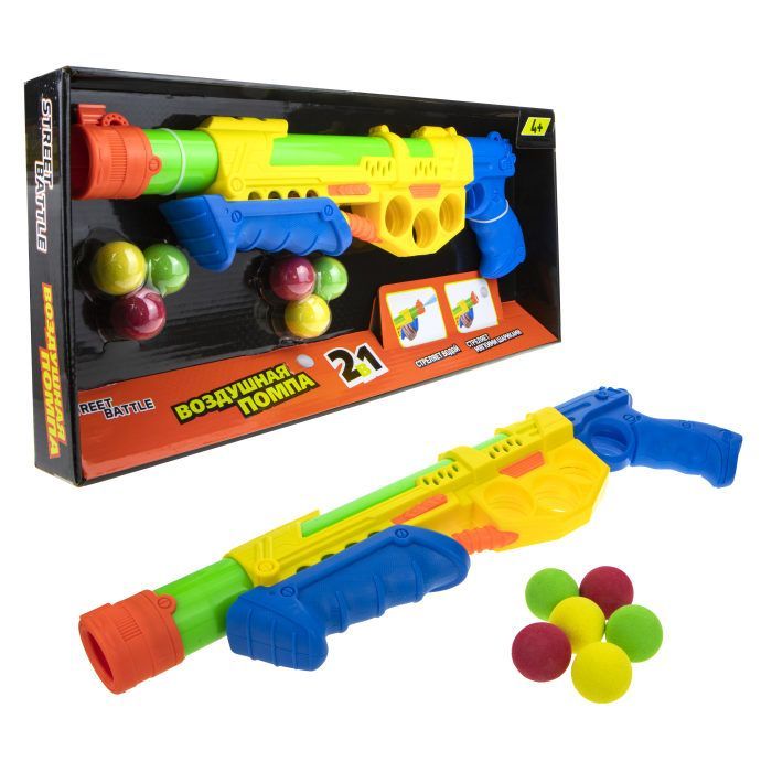 1toy Street Battle игрушечное водное оружие 2в1 43 см с 6 мягкими шариками 2,8 см