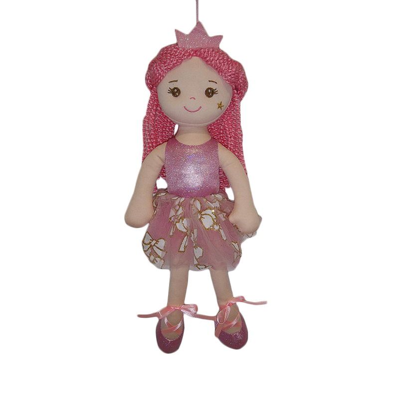 Кукла мягконабивная Принцесса в розовом блестящем платье и с короной, 38 см
