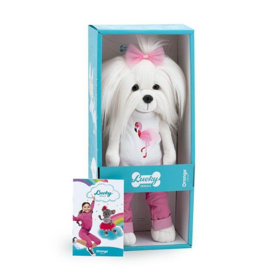 Собачка Lucky Mimi Цвет настроения Фламинго с каркасом 25, коробка 42 см
