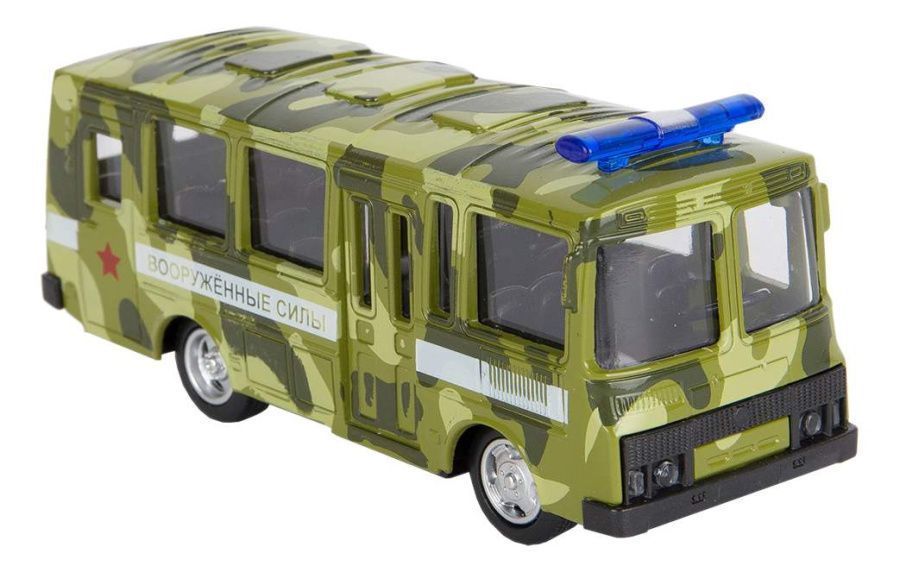 Play Smart 1:61 инерционный металлический автобус (военный) 