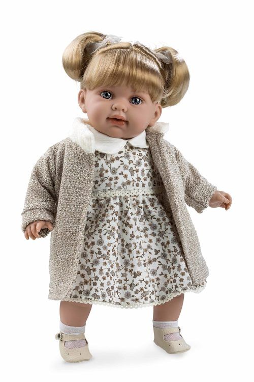 Arias ELEGANCE Кукла 42 см, мягкая, девочка в бежевой одежде, с соской, звук смех