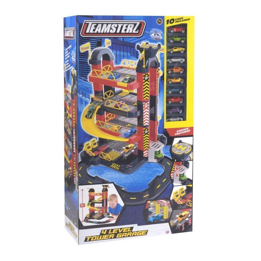 Игровой набор для детей Teamsterz  "4х уровенвый гараж-башня" с 10 машинками