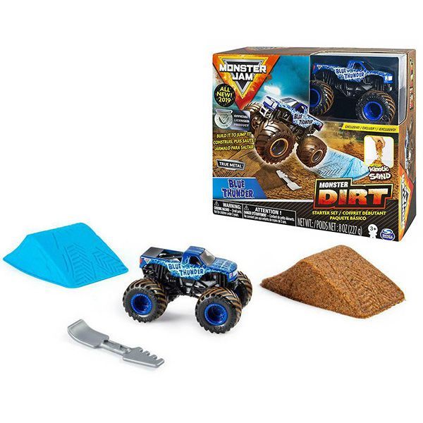 Монстр Джем Monster Jam Blue Thunder игровой набор с машинкой и кинетическим песком