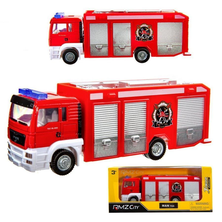 Машина металлическая RMZ City пожарная 1:64 MAN, без механизмов, цвет красный 18.8 x 5.17 x 9 см
