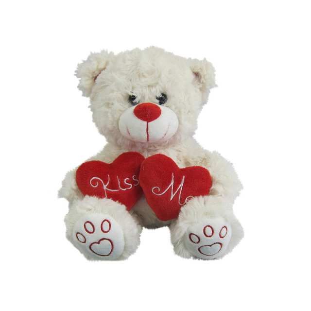 Медведь белый с сердцем "Kiss me" 18 см, игрушка мягкая
