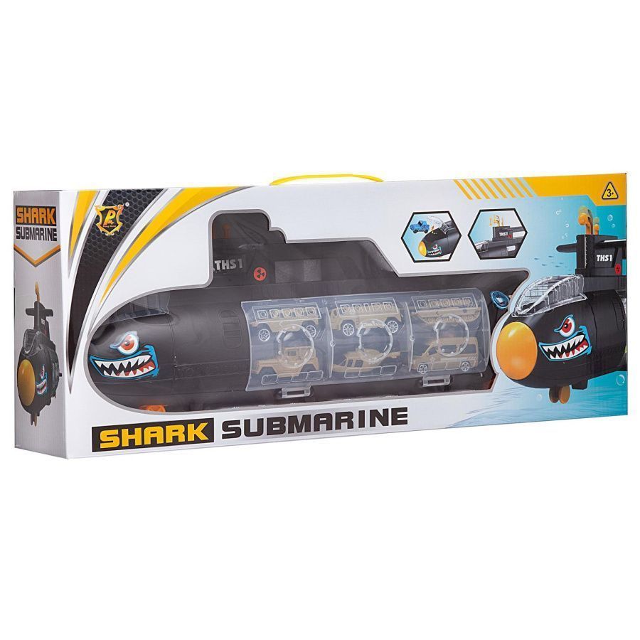Подводная лодка в наборе с 5 военными машинками и вертолетом